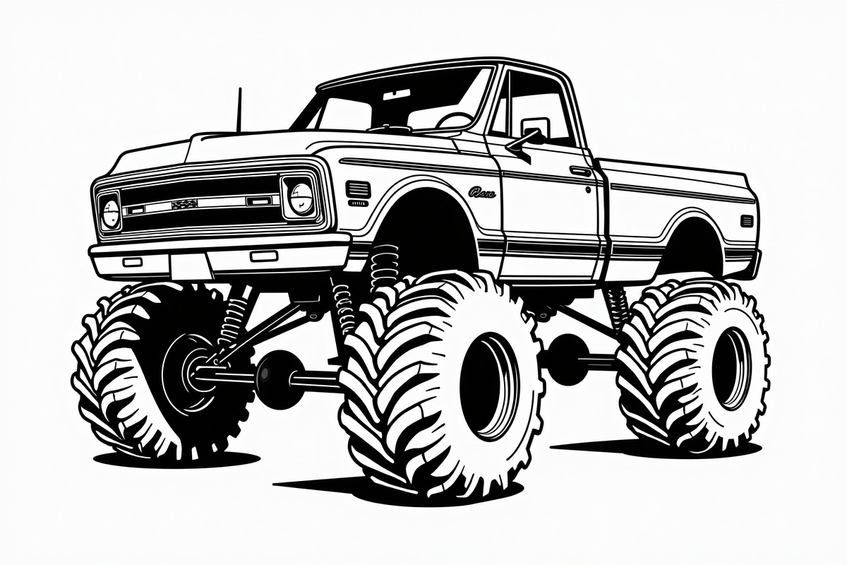 Monster Truck Line Art Bundle, an Illustration by Designs_River (Photo 3 of 9)