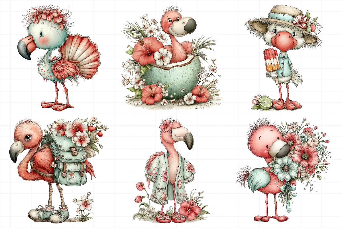 Whimsical Summer Flamingo Clipart PN, an Illustration by Daily.Designs (Photo 5 of 8)