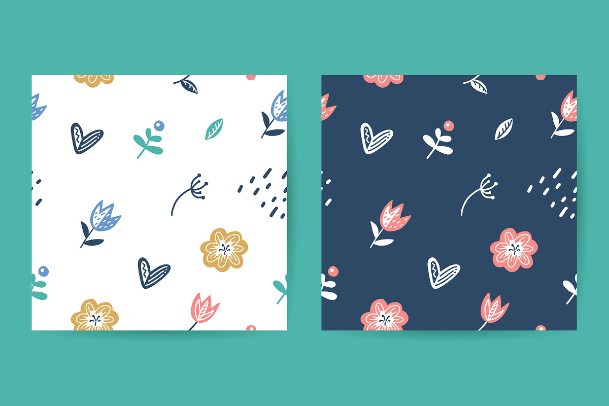 Scandinavian flowers vector bundle, a Texture Illustration by redcollegiya design (Photo 7 of 9)