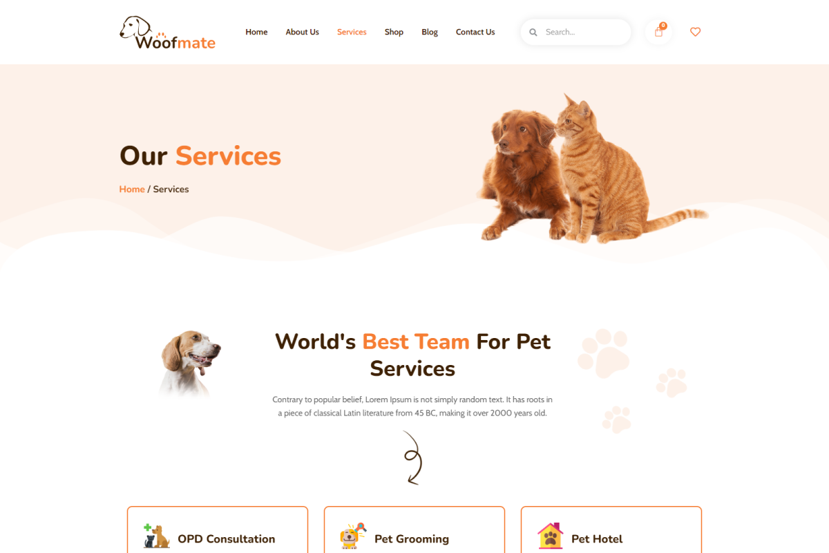 WoofMate - Pet Care Elementor Kit, a WordPress Template by Techeshta Solutions (Photo 4 of 6)