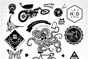 Hipster Label, Icon, Elements Set 2