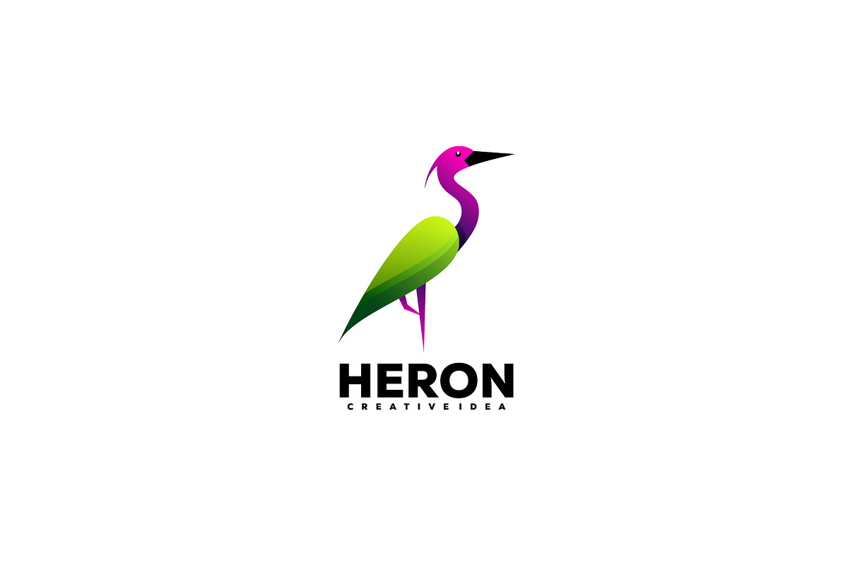 heron logo design gradient color, a Branding & Logo Template by OmerStudio