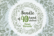40 handsketched floral elements, a Decorative Illustration by Artha Design Studio (Thumbnail 1 of 7)