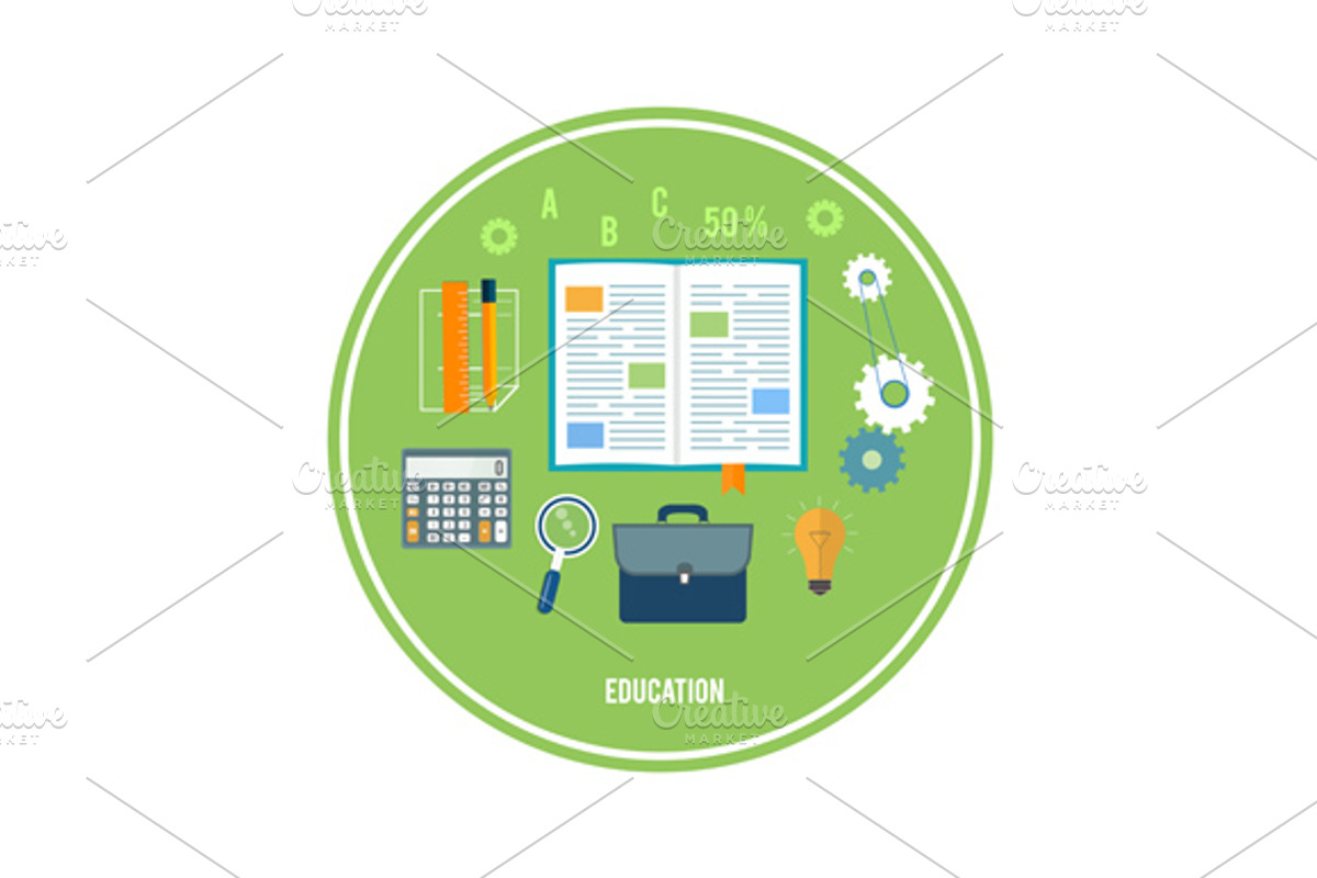 Set books and school elements preview 2