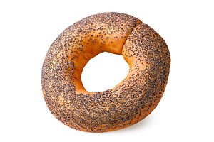 Bagel with poppy seeds close-up on a