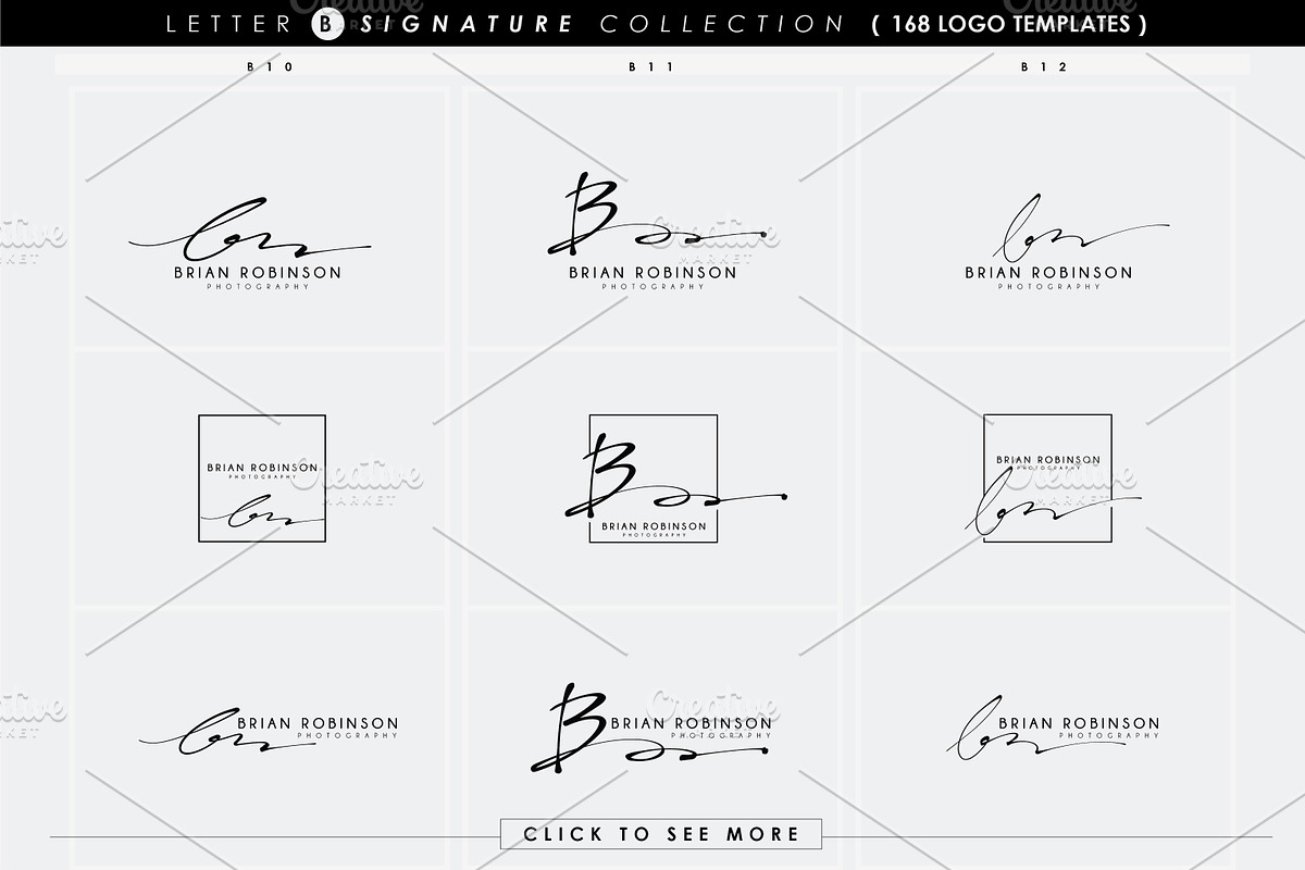 168 LETTER B SIGNATURE monogram logo, a Branding & Logo Template by Whimsical Logoshop (Photo 10 of 16)