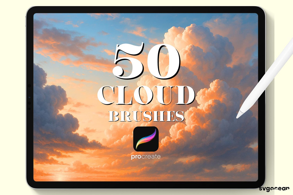 Cloud Procreate Brushes, an Illustration by svgocean (Photo 1 of 6)