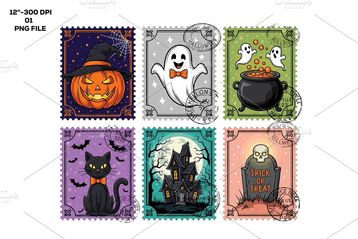 Retro Halloween Cat Ghost Png, an Illustration by CreationArt (Photo 1 of 5)