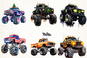 Monster Truck Watercolor Clipart, an Illustration by Watercolor design (Thumbnail 3 of 4)