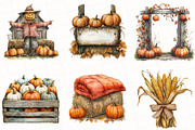 Watercolor Pumpkin Patch Clipart, an Illustration by OK Design (Thumbnail 2 of 5)