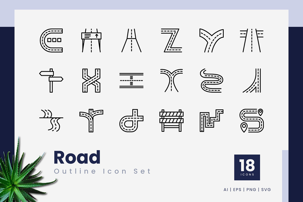 Road Outline Icons, an Outline Icon by Zeer Graphic (Photo 2 of 2)