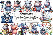 Hippo Clipart Sea Captain Baby Room, an Illustration by DreamArtGraphic (Thumbnail 1 of 5)