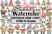 Watermelon Gnome Clipart, an Illustration by Design Market (Thumbnail 1 of 4)
