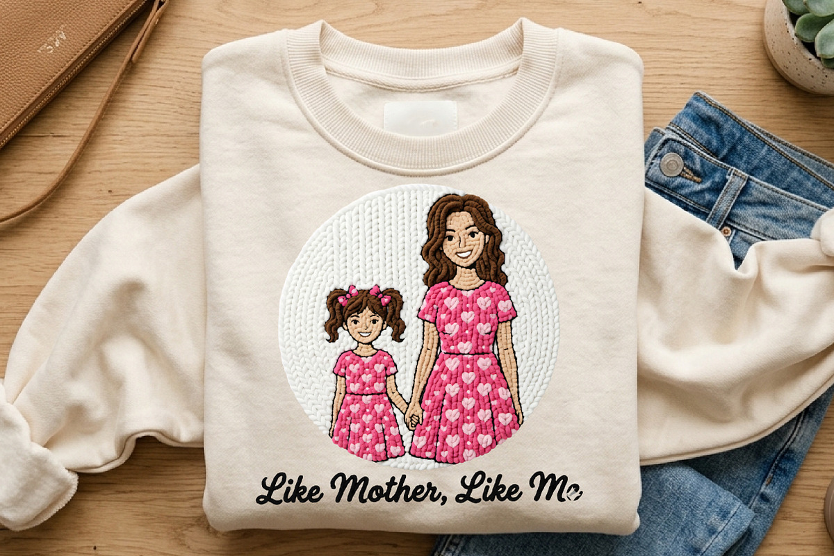 Like Mother Like Me Embroidery PNG, an Illustration by CrexoraLab (Photo 3 of 4)