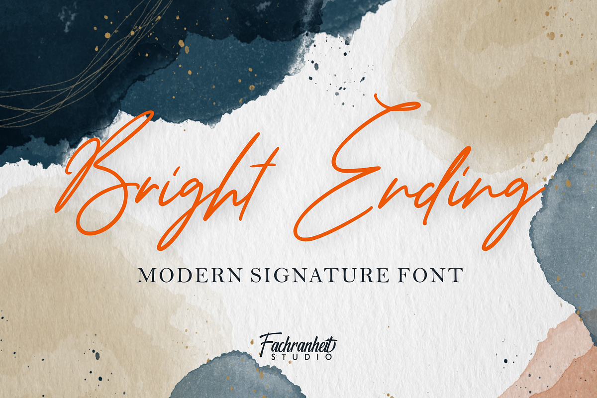 Bright Ending, a Script Font by Fachranheit Studio (Photo 1 of 10)