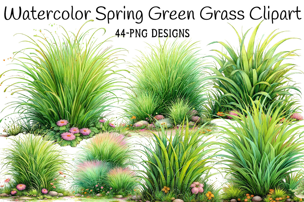 Watercolor Spring Green Grass Clipar, an Illustration by Daily.Designs (Photo 1 of 8)