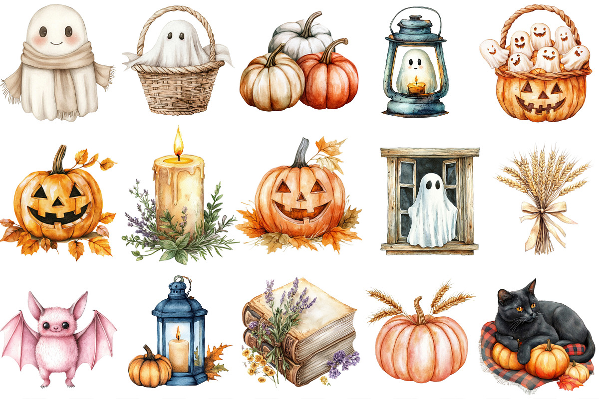 Soft Rustic Halloween Clipart, an Illustration by Designking (Photo 2 of 4)
