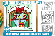 Christmas Window Coloring Pages, a Seasonal Illustration by Coco Bloom (Thumbnail 1 of 4)