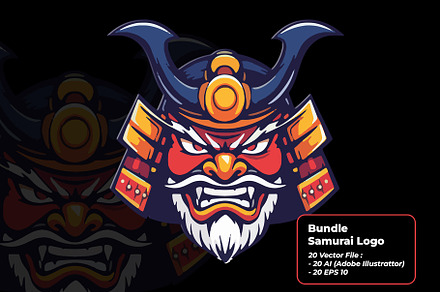 Bundle Samurai helmet Vector