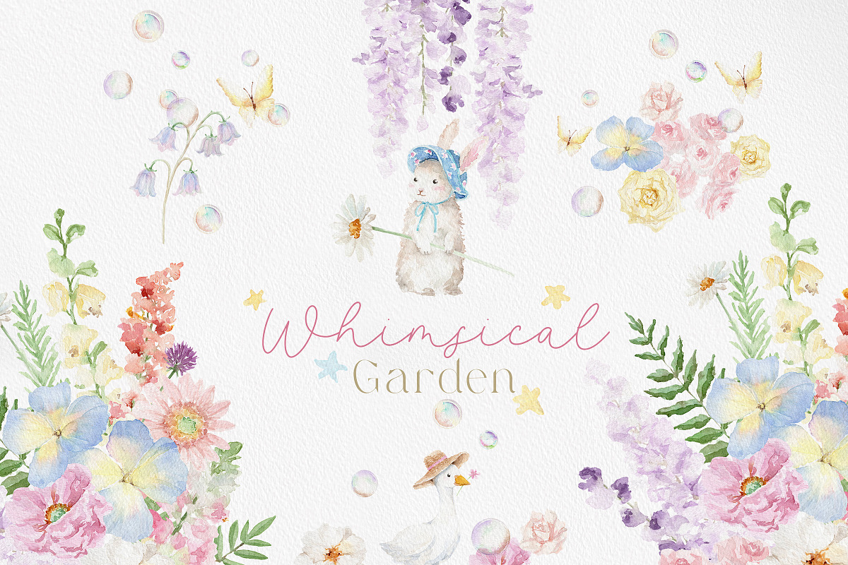 Watercolor Whimsical Garden Florals, a Decorative Illustration by Beigetime (Photo 7 of 10)