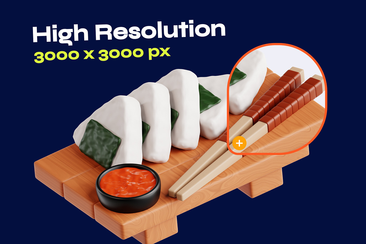 Korean Food 3D Icon Pack, a Food & Drink 3D Model by orenjidesign (Photo 3 of 8)