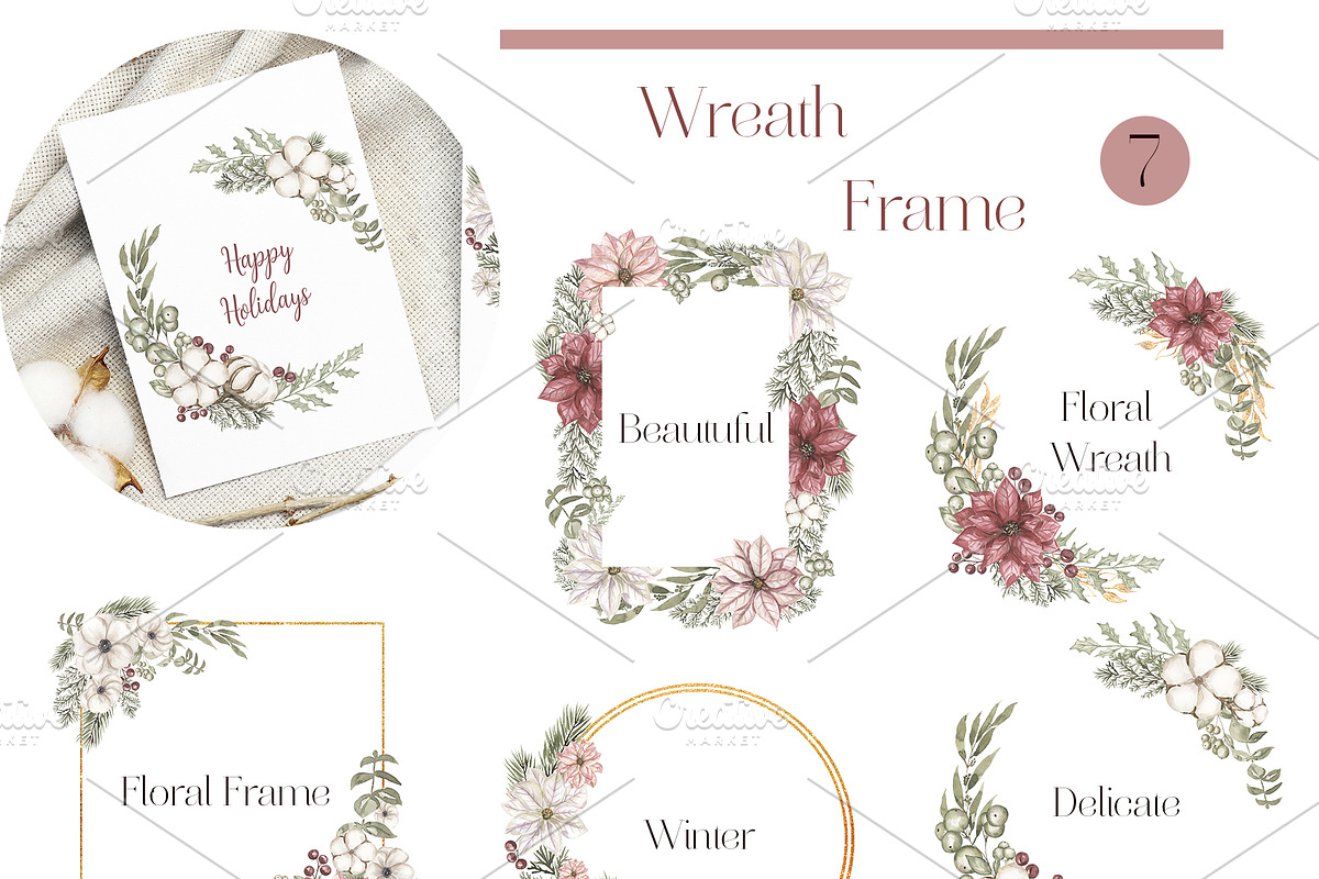 Watercolor Winter Florals Collection, a Decorative Illustration by MayaNavits (Photo 3 of 10)