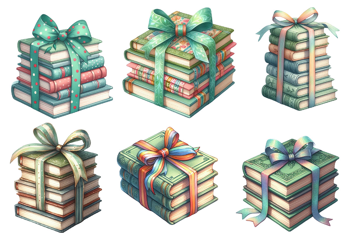 Sage Coquette Bow Book Stack Clipart, an Illustration by Designworld (Photo 3 of 5)