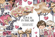 Valentines Day Watercolor Cliparts, a Decorative Illustration by Phantasia Design (Thumbnail 1 of 8)