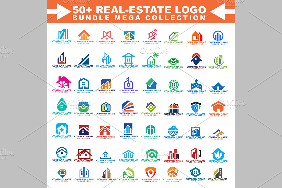 50+ real-estate logo Bundle Mega Set, a Branding & Logo Template by ArmanHossen75