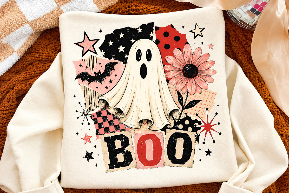 Retro BOO Ghost Png, Pink Halloween, a Seasonal Illustration by Libby Wishes (Photo 2 of 3)