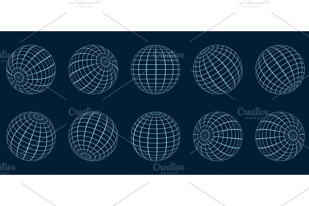 Globe Grid Sphere Set, an Object Illustration by Vector Creator