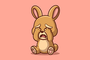 Crying Bunny Cartoon Character, an Animal Illustration by Gumrega Studio