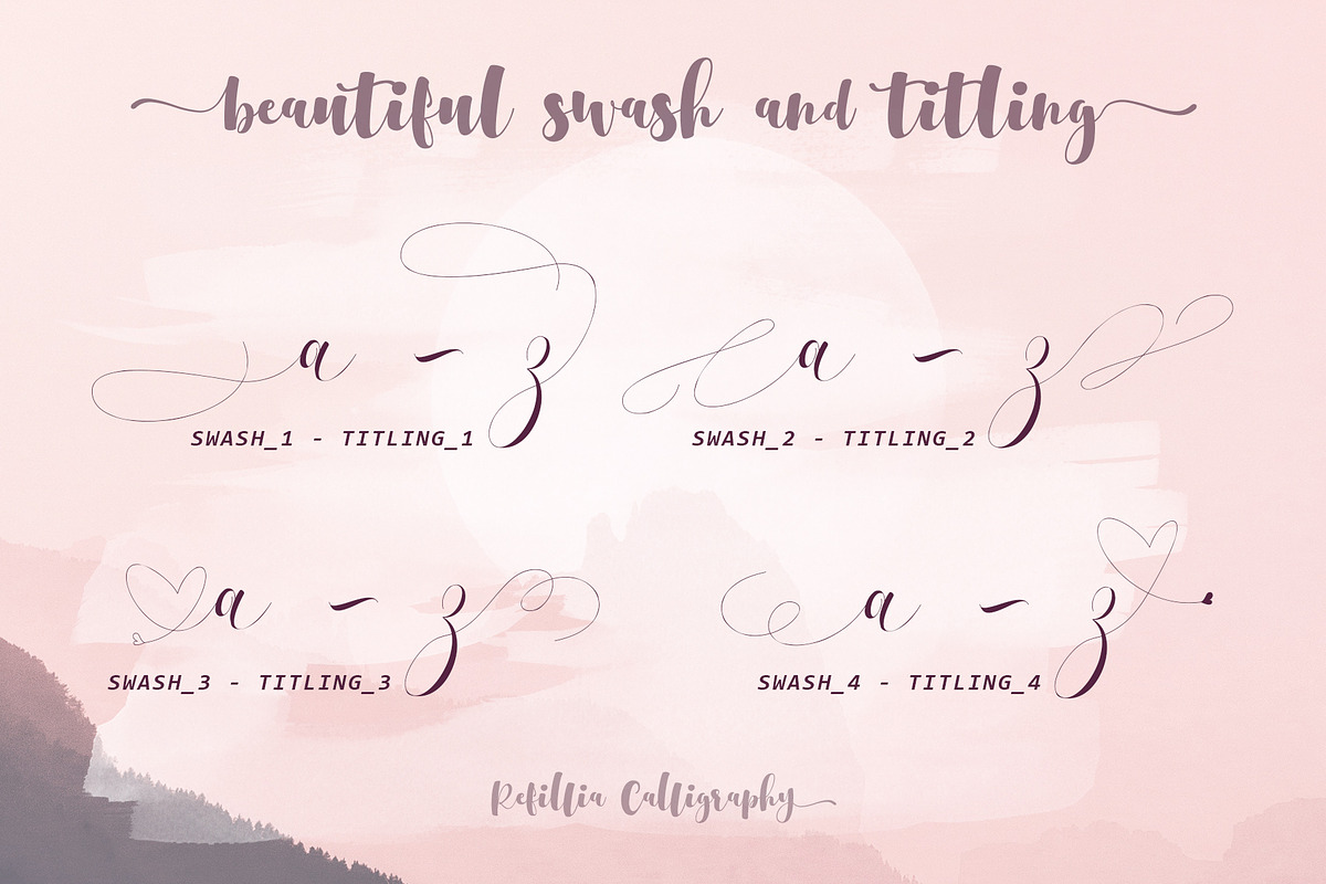 Refillia Calligraphy 'Beauty', a Script Font by Aldedesign (Photo 15 of 16)