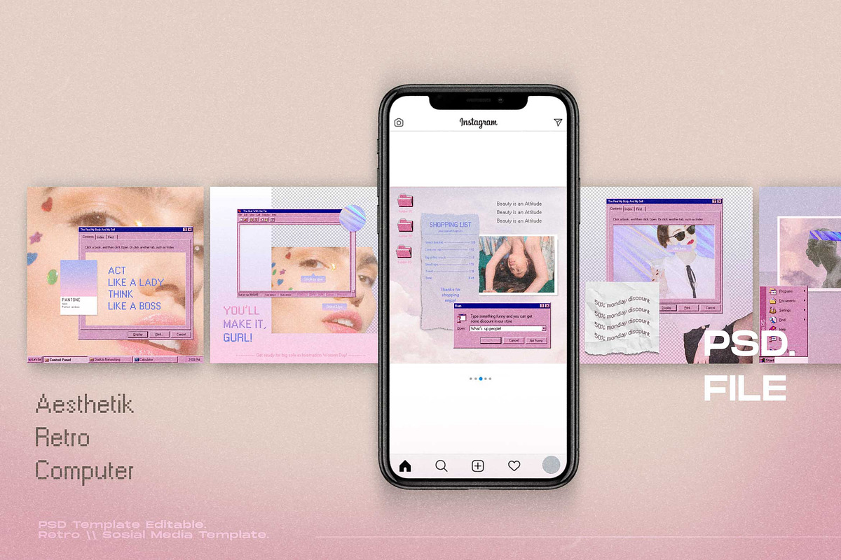 Aesthetik - Retro Computer, a Social Media Template by Dirtytemp Studio (Photo 4 of 6)