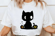 Whimsical Halloween Black Cat Clipar, an Animal Illustration by designcity5 (Thumbnail 4 of 5)
