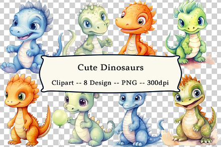 8 Cute Dinosaurs Clipart