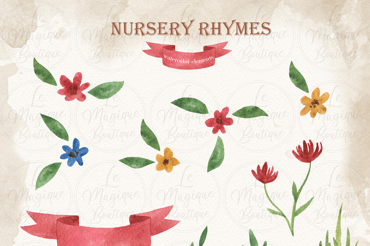 Watercolor Nursery Rhymes Clipart, an Animal Illustration by LeMagiqueBoutique (Photo 4 of 7)