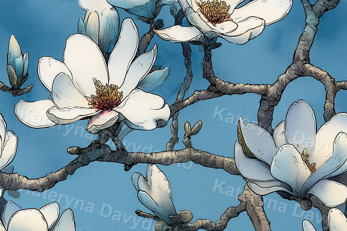 Nature Indigo Seamless Patterns, a Pattern Graphic by Bubert Art