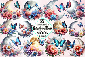 Butterfly And Flower Moon Sublimatio