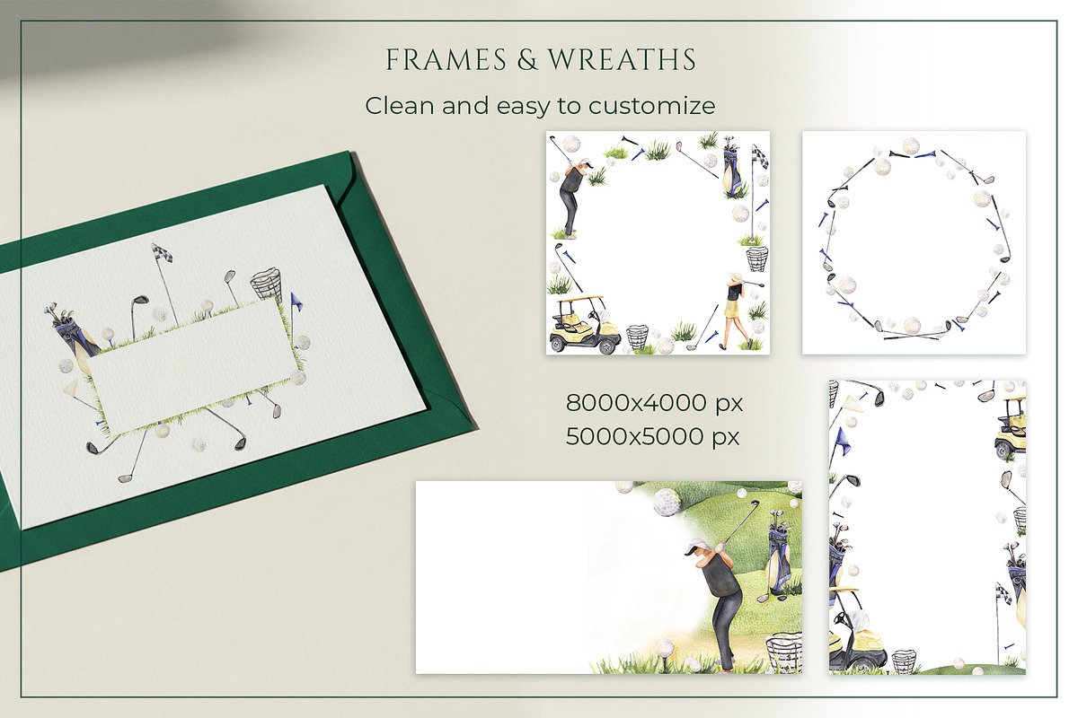 Golf Club Watercolor Collection, a Sport Illustration by WatercolorElena (Photo 7 of 13)