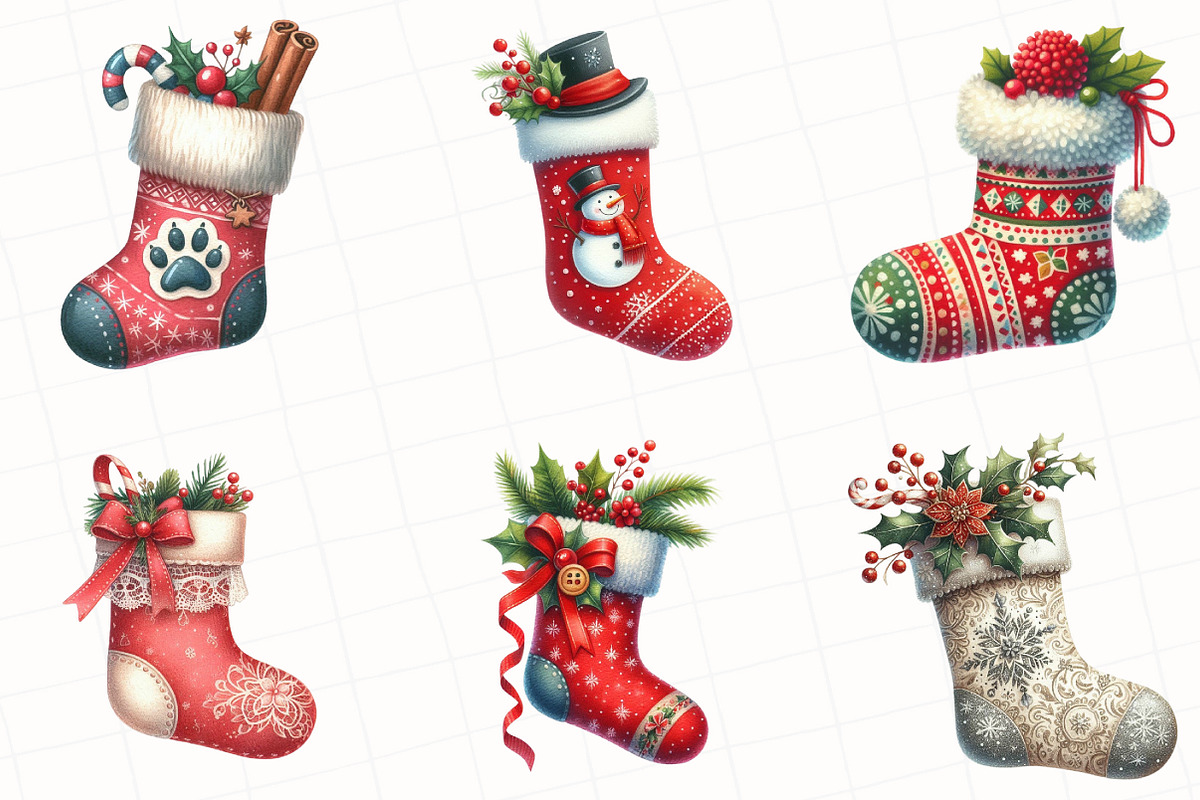 Christmas Stoking Clipart, an Illustration by OK Design (Photo 5 of 5)