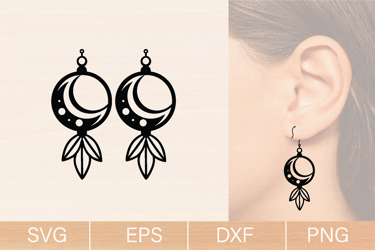 Moon & Stars Earring Svg Bundle, an Object Graphic by jannatulpakhi (Photo 6 of 6)