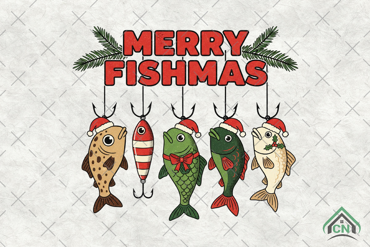 Christmas Fishing PNG, an Illustration by Craft Nest (Photo 1 of 6)