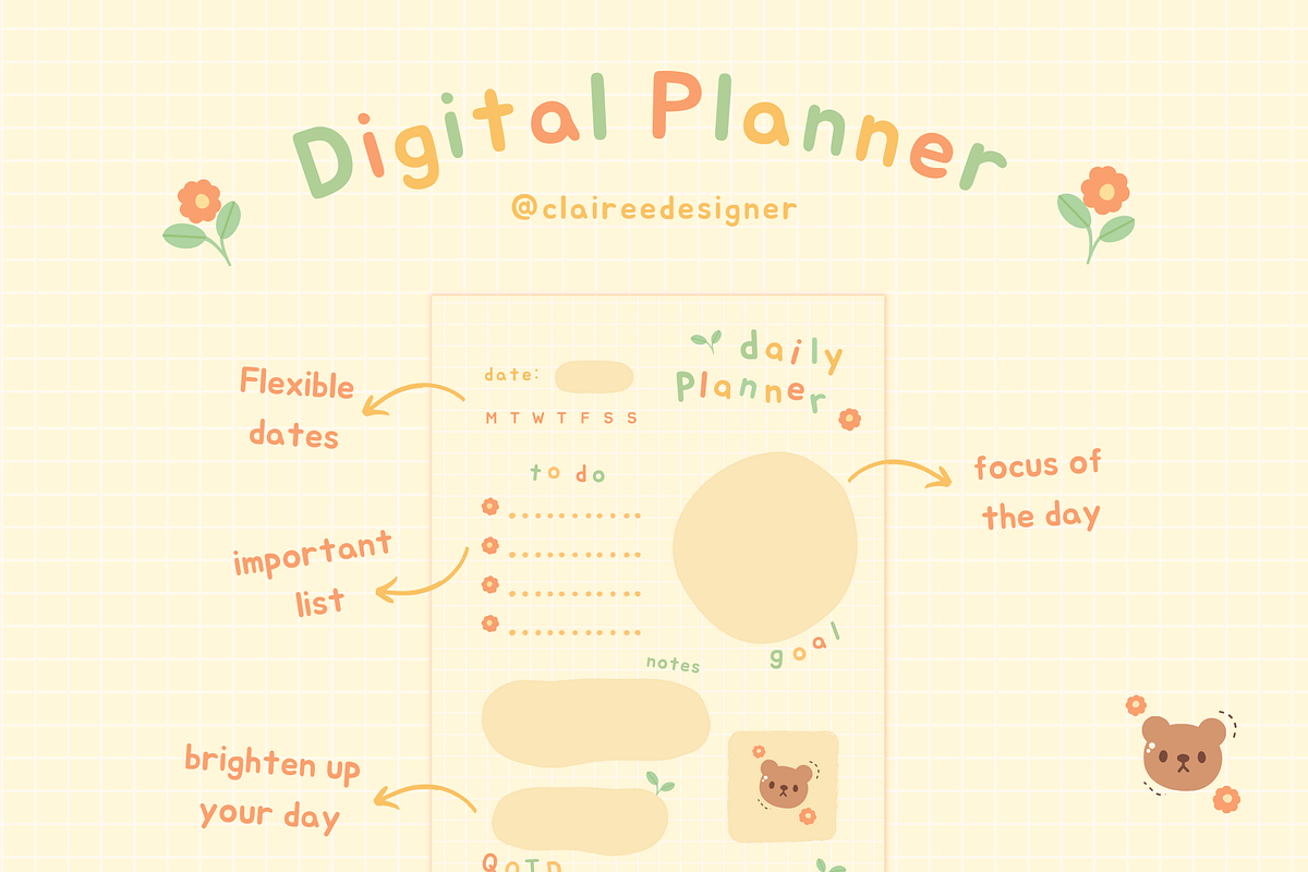 Warm Pastel Digital Planner Set, a Stationery Template by Clairee Design Studio (Photo 2 of 6)