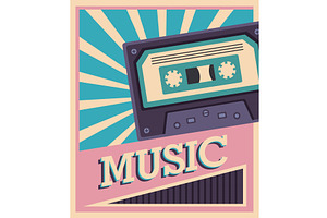 music cassette retro style, an Object Illustration by studiogstock