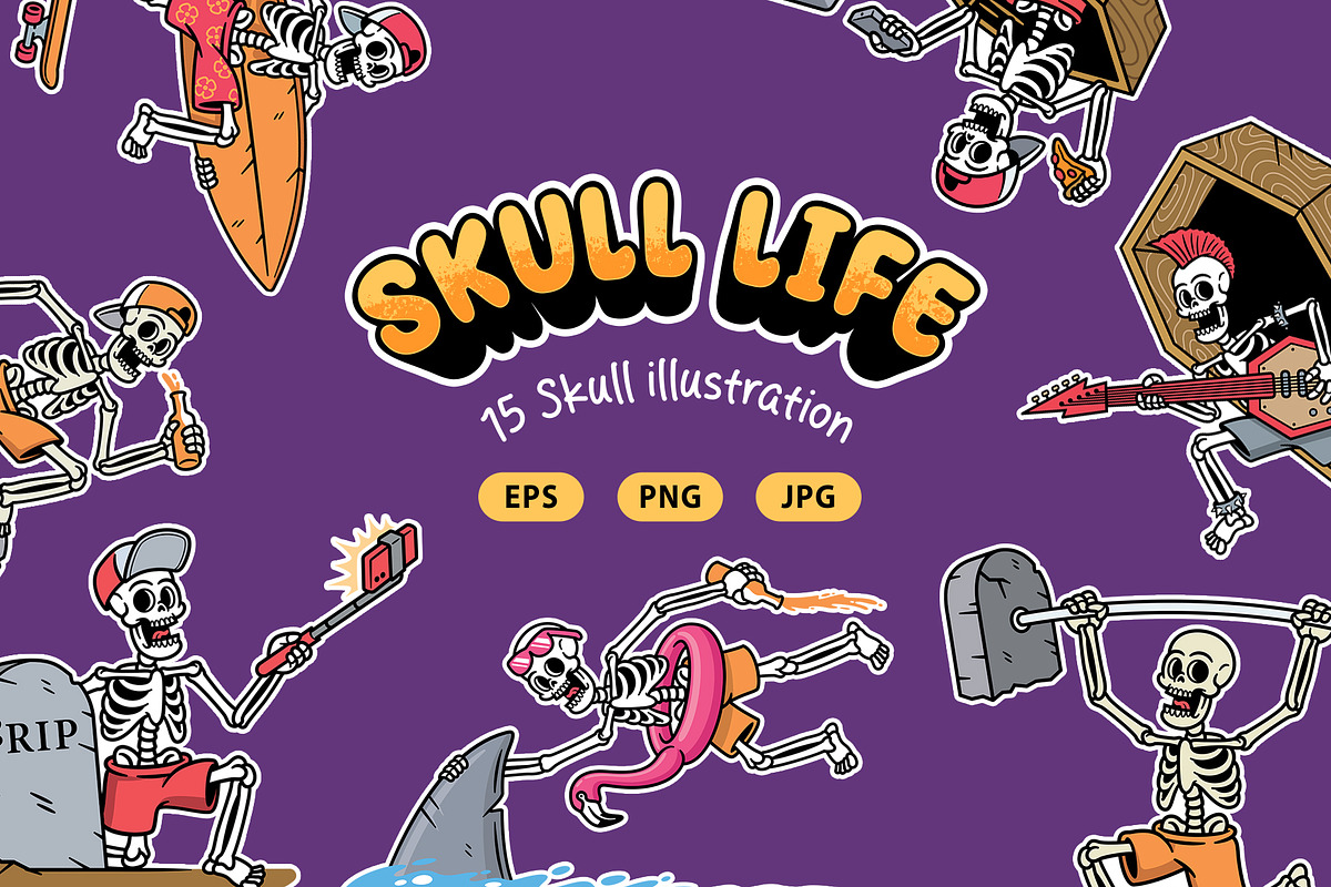 Skull life 15 vector illustrations, a Person Illustration by gunaonedesign (Photo 1 of 10)
