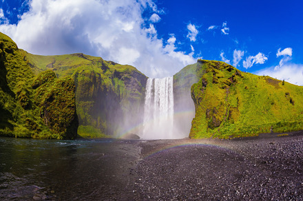 Waterfall flowing from under glacier, a Nature Photo by kavram