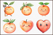 Watercolor Cute Peaches Garden Fruit, an Illustration by Sublimation Artist (Thumbnail 3 of 6)