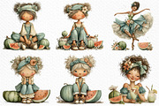 Watermelon Girl Clipart, an Illustration by Craft Nest (Thumbnail 5 of 12)