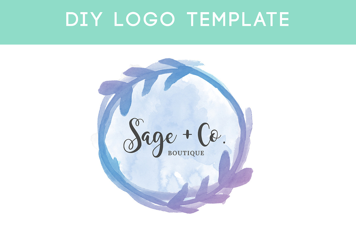 Watercolor Leaf Badge Logo Template, a Branding & Logo Template by Minty Fox Designs 